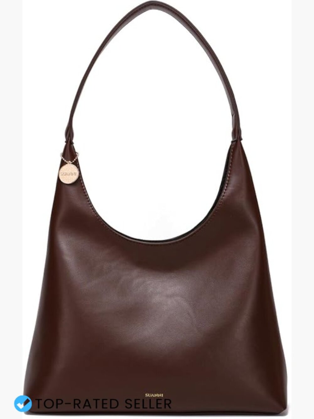 Slouchy Hobo Bag Vegan Leather Women's Shoulder Tote Purse Chocolate Brown Work